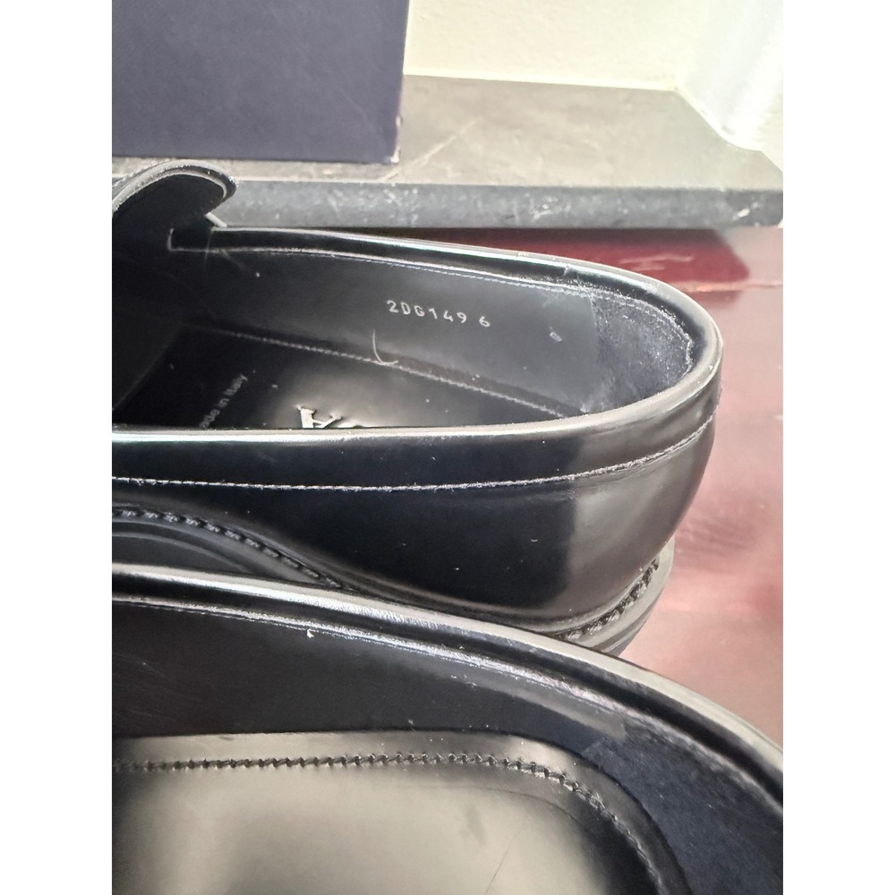 Prada 2DG149 Mens Black Leather Penny Loafer Lug Sole Shoes Size 6 Made in Italy - Picture 5 of 10